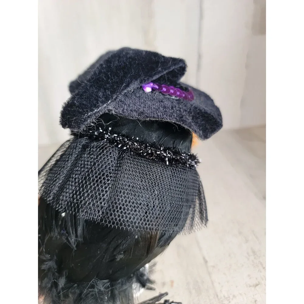 Pier 1‎ black glitter witch owl Halloween home decor prop unique